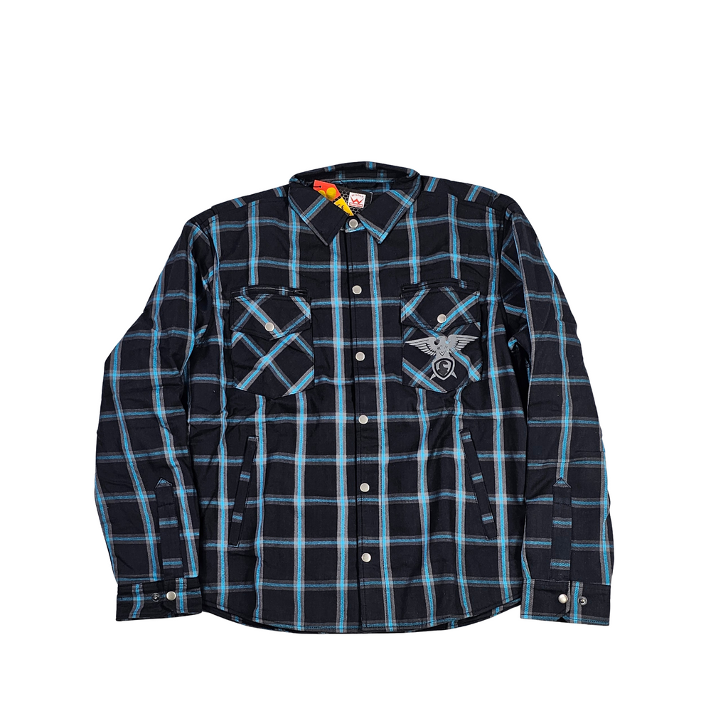 GKSPORT Black & Cyan Plaid Flannel Shirt