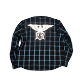 GKSPORT Black & Cyan Plaid Flannel Shirt