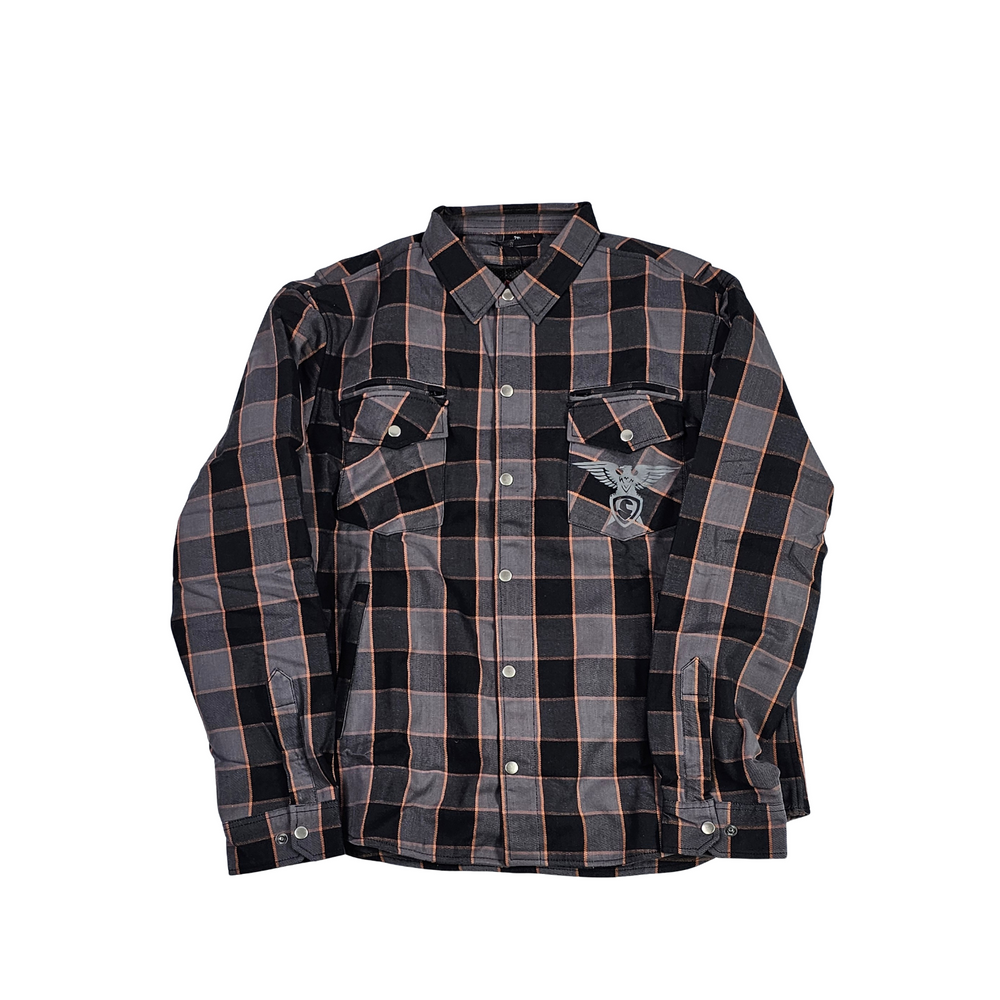 GKSPORT Grey & Black Flannel Shirt with Copper Accents