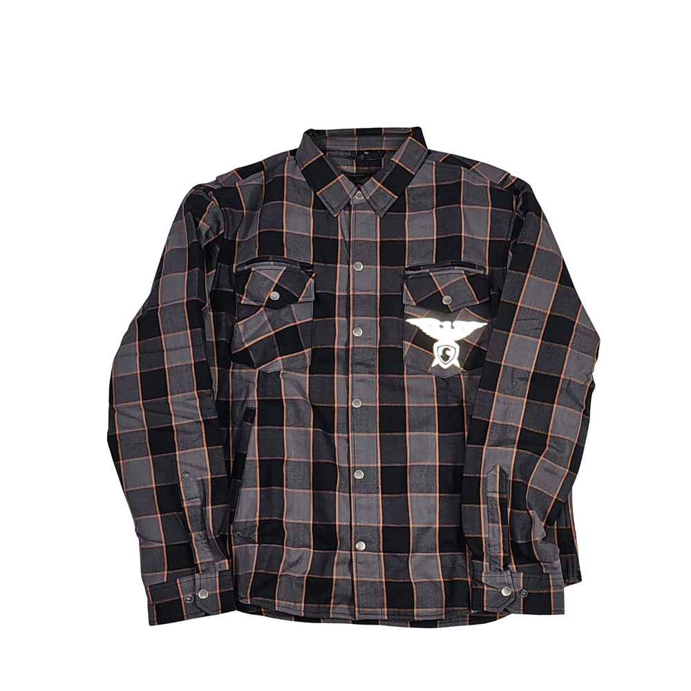 GKSPORT Grey & Black Flannel Shirt with Copper Accents