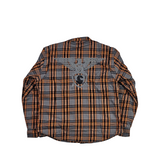 GKSPORT Grey & Orange Plaid Flannel Shirt