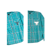GKSPORT Teal & White Plaid Flannel Shirt