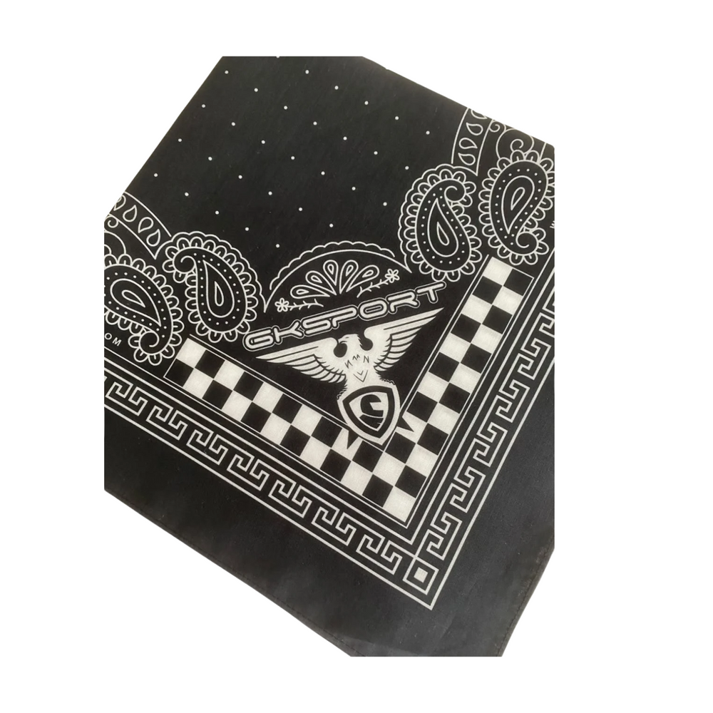 GKSPORT White & Black Paisley Bandana