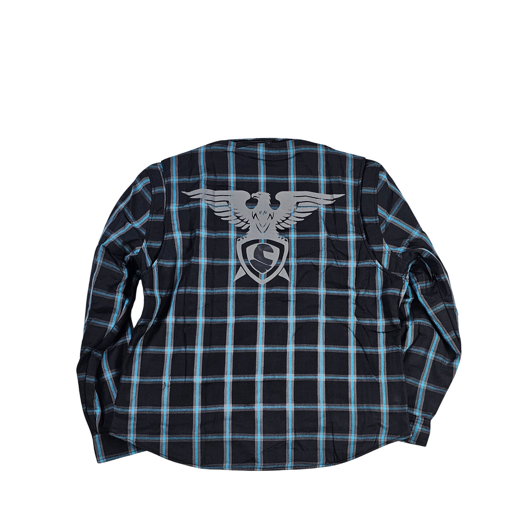GKSPORT Black & Cyan Plaid Flannel Shirt