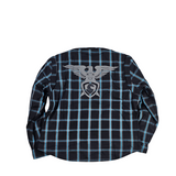 GKSPORT Black & Cyan Plaid Flannel Shirt