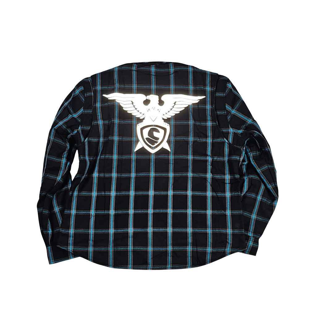 GKSPORT Black & Cyan Plaid Flannel Shirt