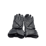 GKSPORT Black Leather Motorcycle Riding Gloves