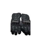 GKSPORT Black Leather Motorcycle Riding Gloves