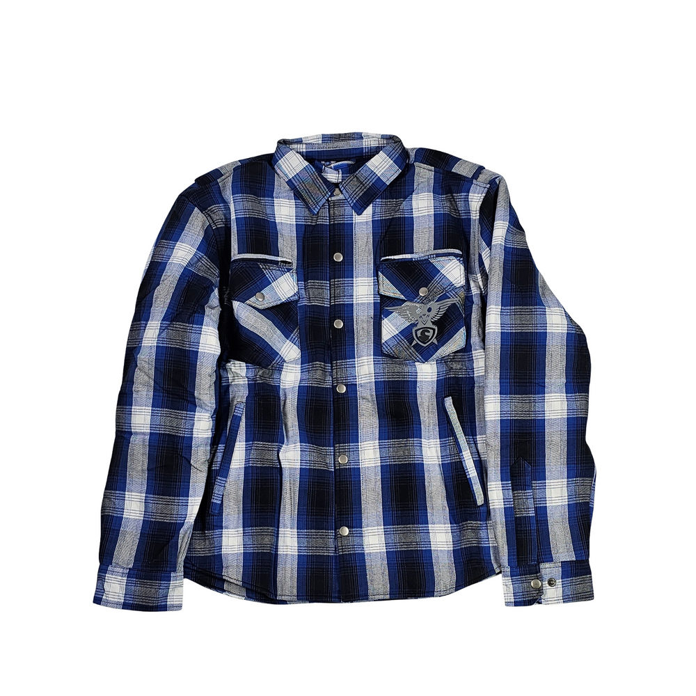 GKSPORT Blue, Black & White Plaid Flannel Shirt