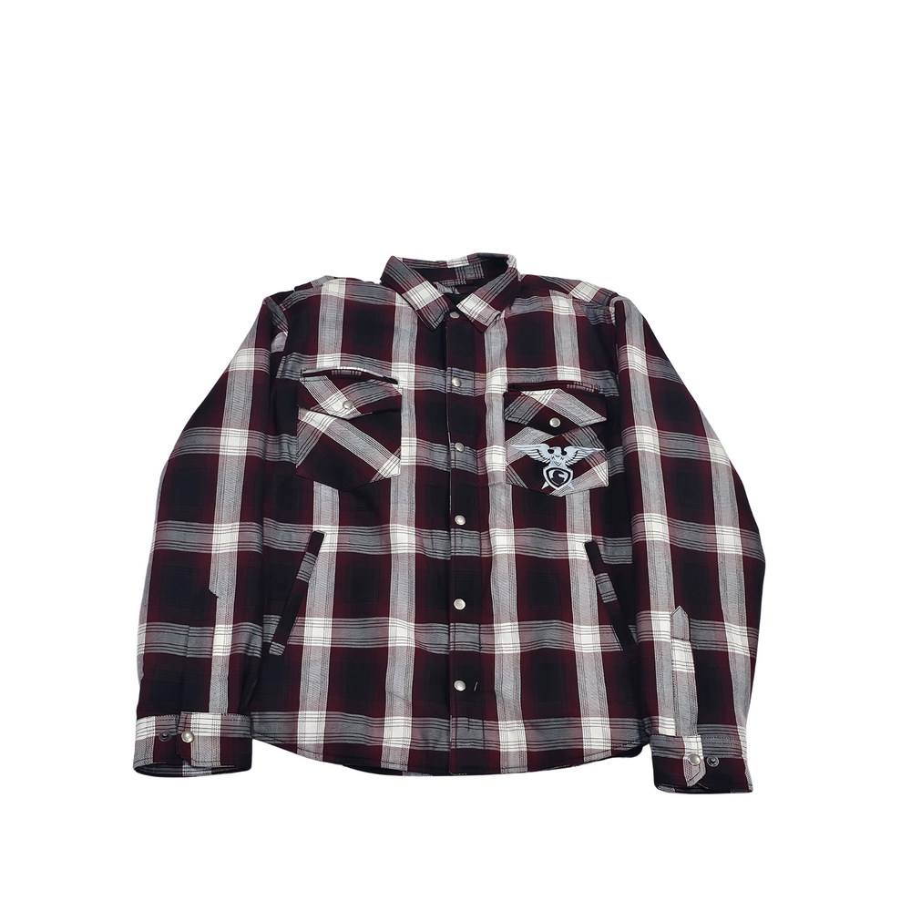 GKSPORT Burgundy & Black Shadow Plaid Flannel Shirt