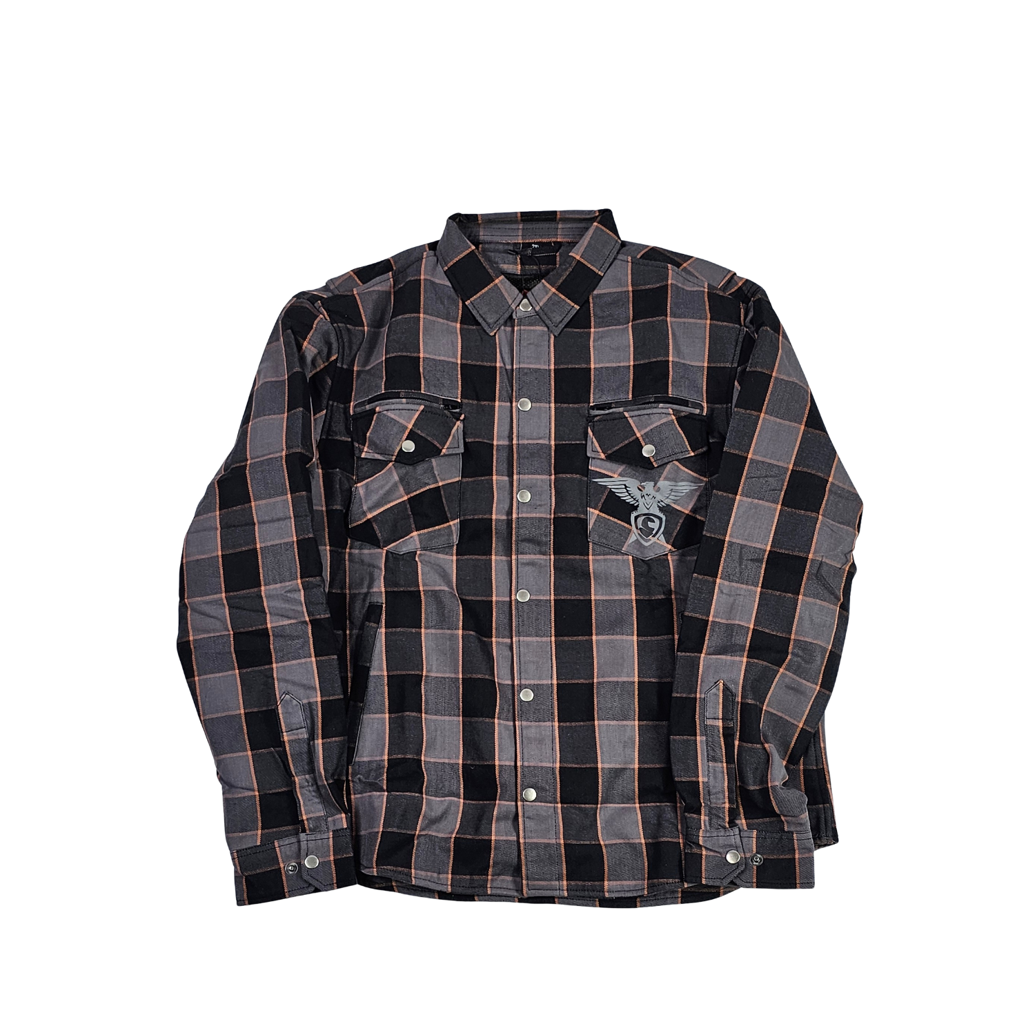 GKSPORT Grey & Black Flannel Shirt with Copper Accents