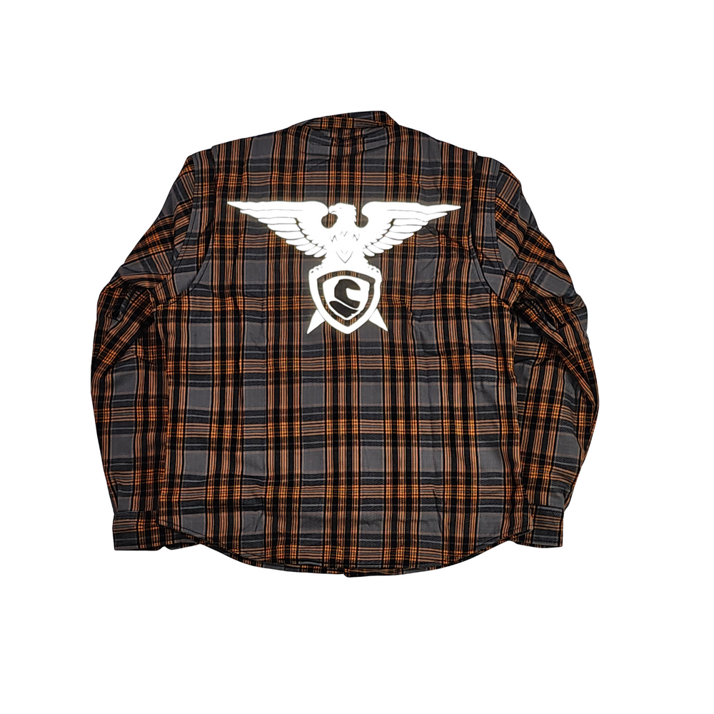 GKSPORT Grey & Orange Plaid Flannel Shirt
