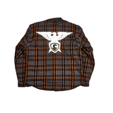 GKSPORT Grey & Orange Plaid Flannel Shirt