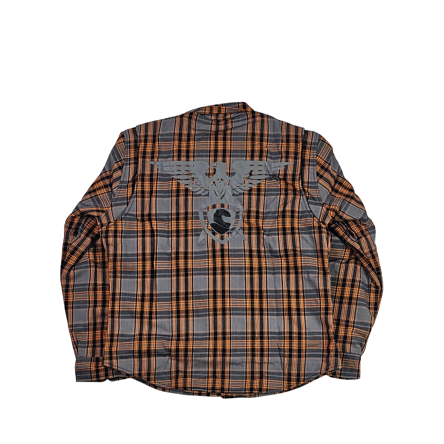 GKSPORT Grey & Orange Plaid Flannel Shirt