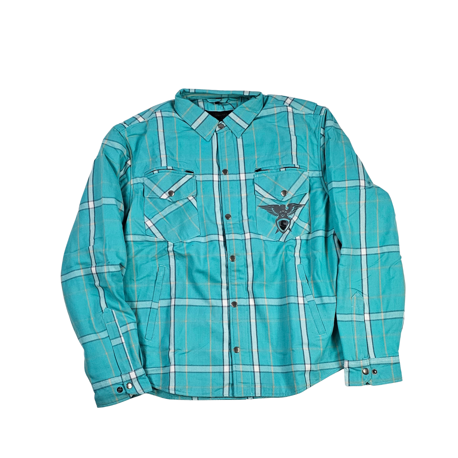 GKSPORT Teal & White Plaid Flannel Shirt
