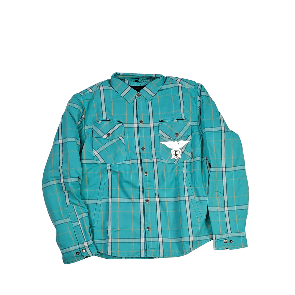 GKSPORT Teal & White Plaid Flannel Shirt