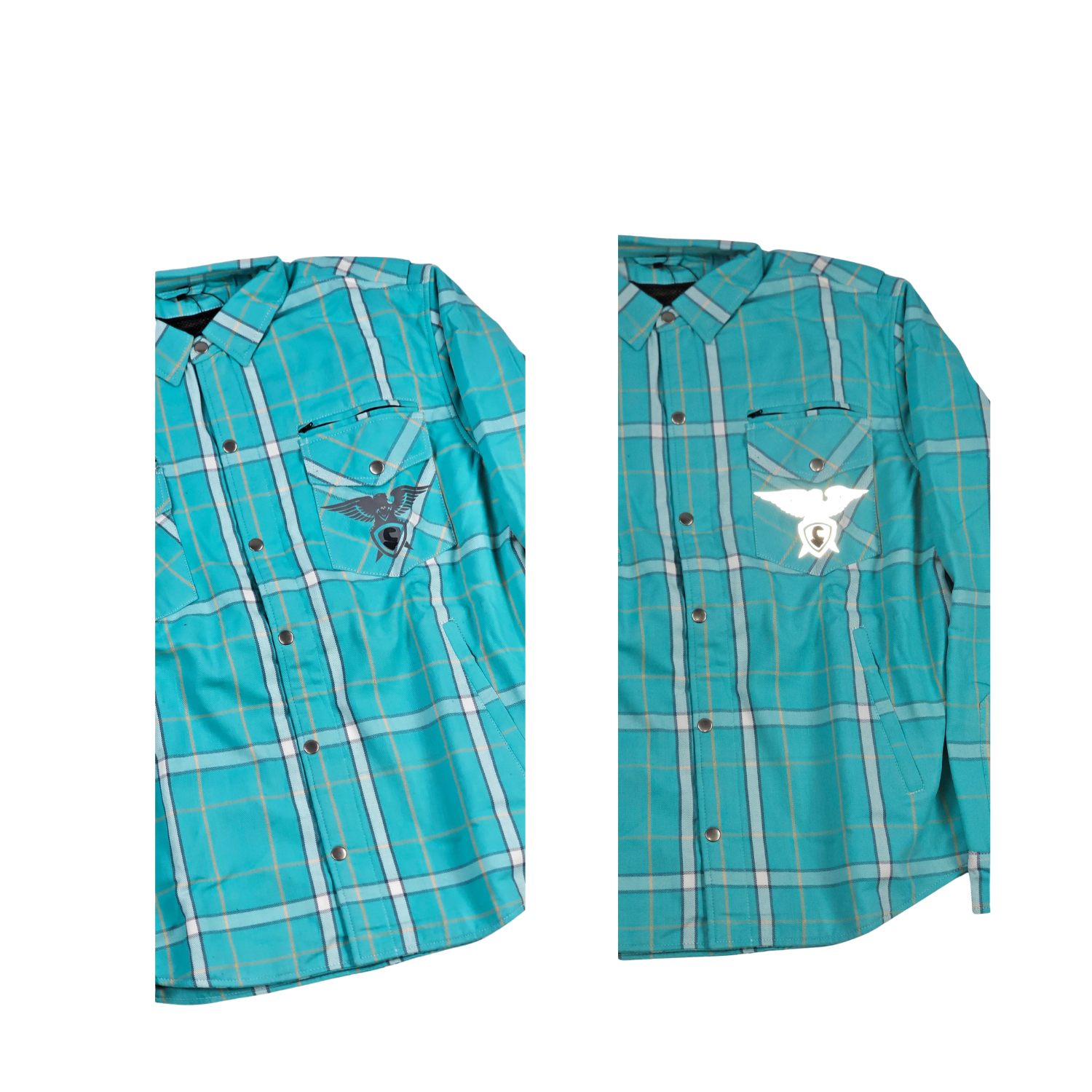 GKSPORT Teal & White Plaid Flannel Shirt
