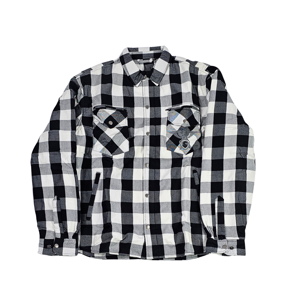 GKSPORT White & Black Buffalo Check Flannel Shirt