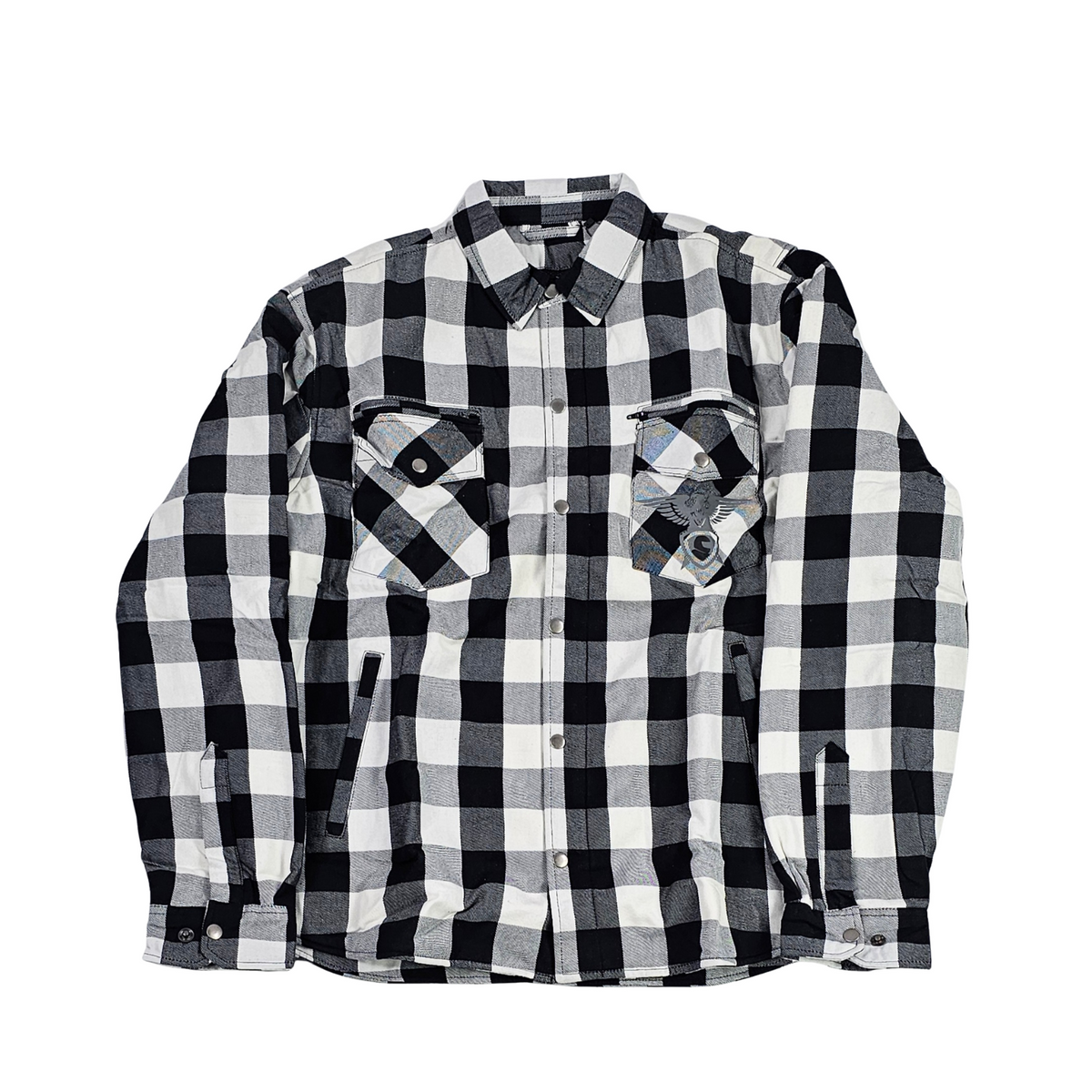 GKSPORT White & Black Buffalo Check Flannel Shirt