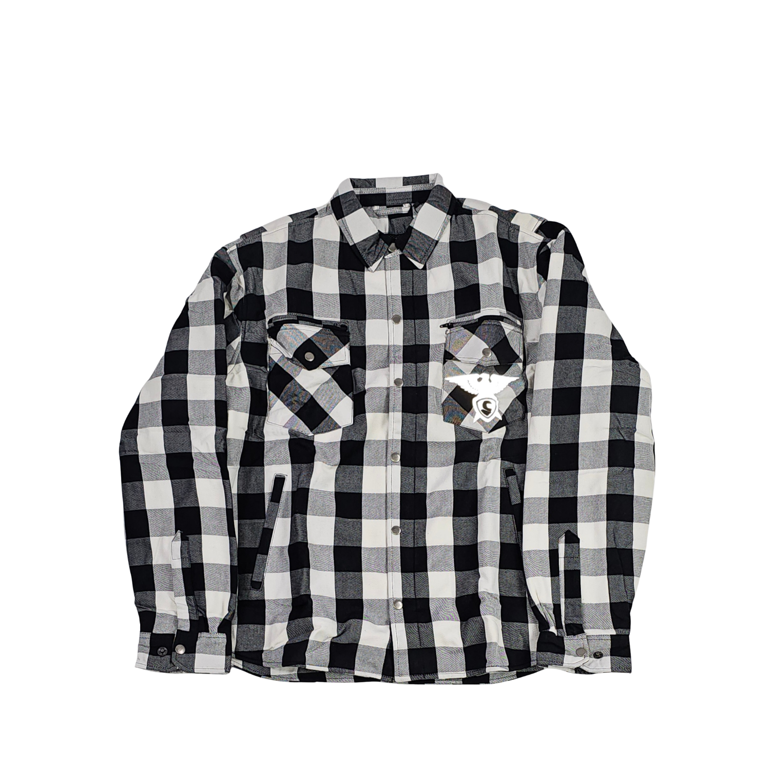 GKSPORT White & Black Buffalo Check Flannel Shirt