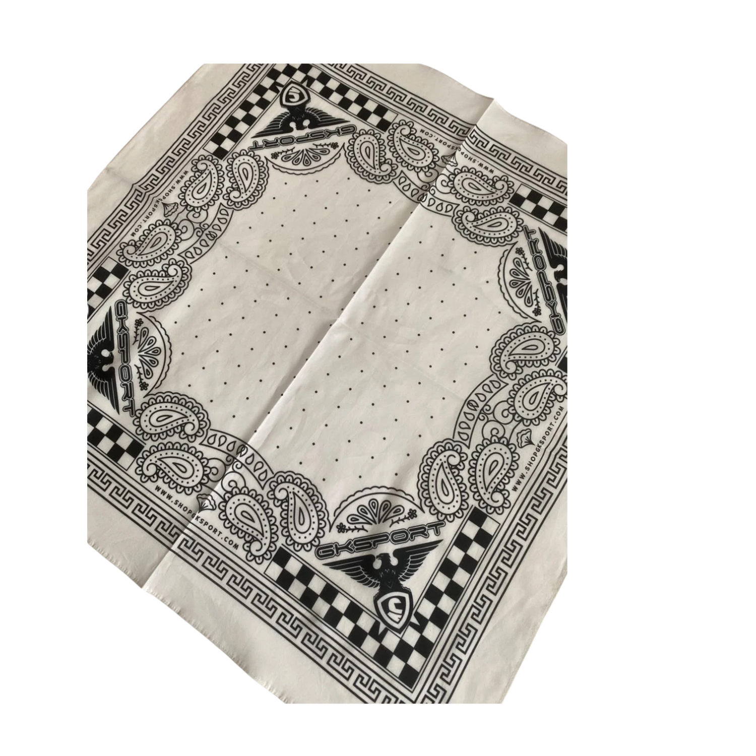GKSPORT White & Black Paisley Bandana